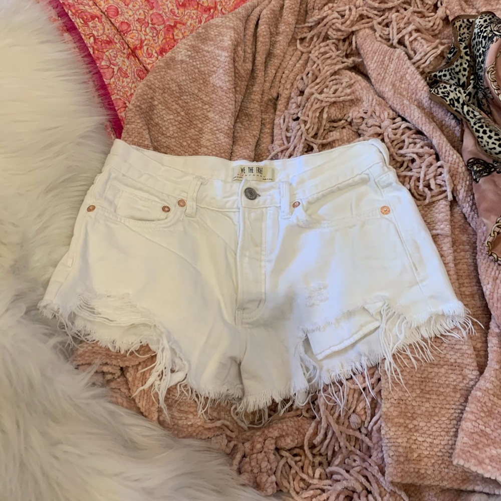 white denim free people shorts